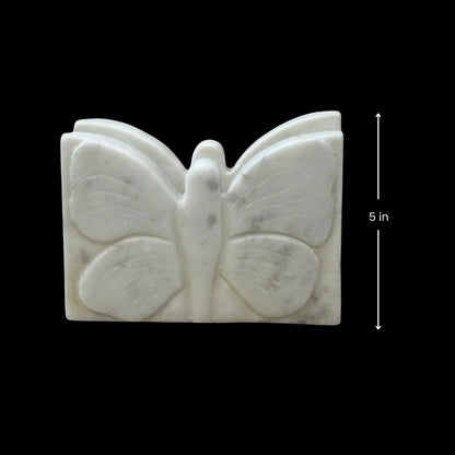 Porta rollos de papel de seda con forma de mariposa de mármol blanco | Decoración artística de lujo