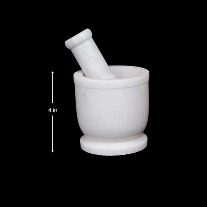White Marble Mortar & Pestle | Handcrafted Spice Grinder | Kitchen Essestial