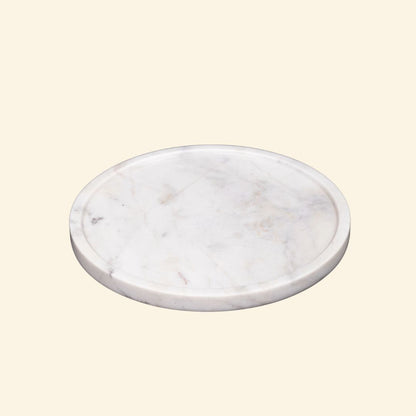 White Minimalistic Marble Circle Plate | Multipurpose Elegant Accent