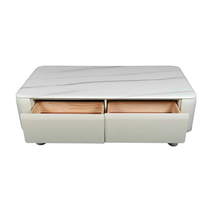 White Marble Effect Coffee Table with Storage