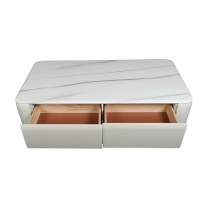 White Marble Effect Coffee Table with Storage