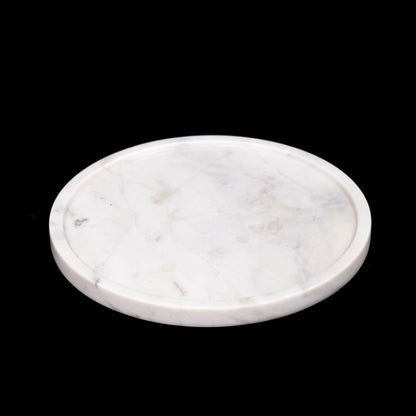 White Minimalistic Marble Circle Plate