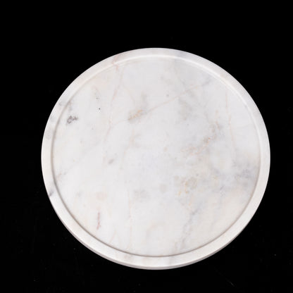 White Minimalistic Marble Circle Plate
